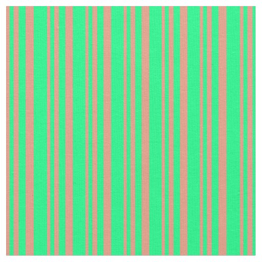 Dark Salmon and Green Colored Stripes Fabric