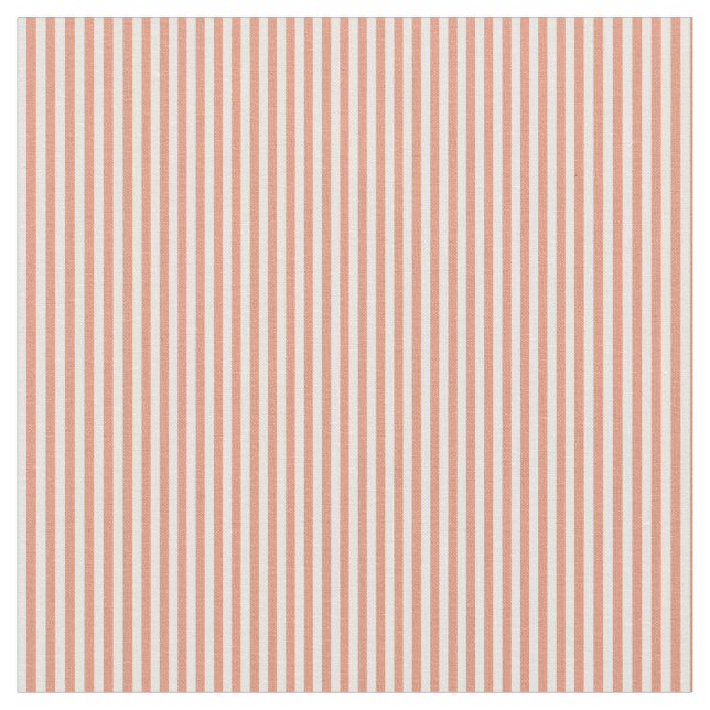 Dark Salmon and White Pattern of Stripes Fabric (Close Up)