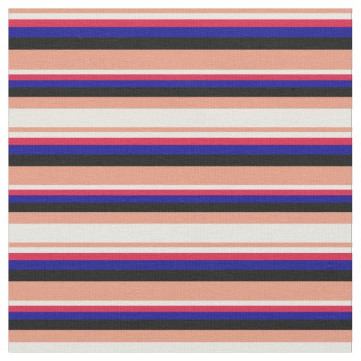 Dark Salmon, Beige, Crimson, Dark Blue & Black Fabric