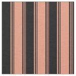 Dark Salmon &amp; Black Lined Pattern Fabric