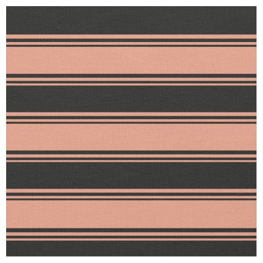 Dark Salmon & Black Lined Pattern Fabric