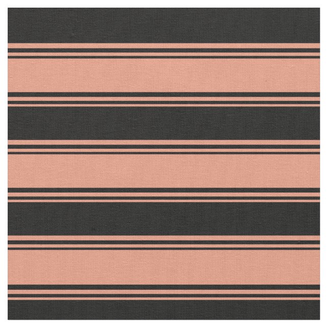 Dark Salmon & Black Lined Pattern Fabric (Close Up)