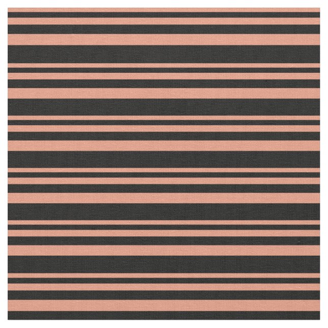 Dark Salmon & Black Lined Pattern Fabric (Close Up)