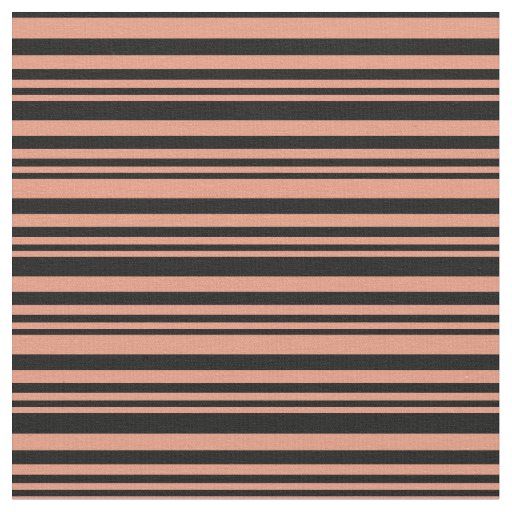 Dark Salmon & Black Lines Pattern Fabric