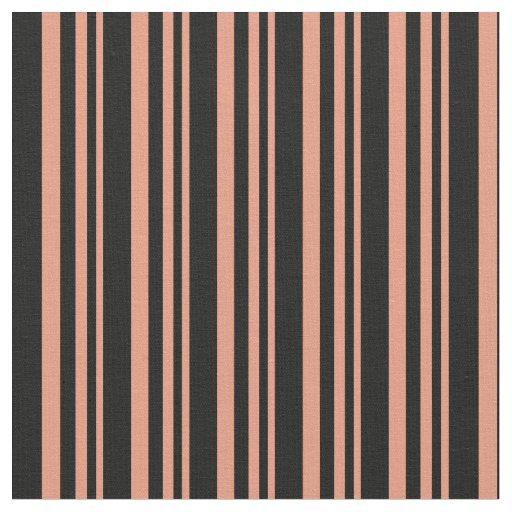 Dark Salmon & Black Lines/Stripes Pattern Fabric
