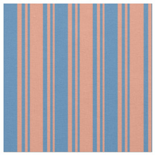 Dark Salmon & Blue Colored Lined/Striped Pattern Fabric