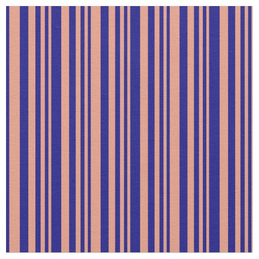 Dark Salmon & Blue Colored Stripes Pattern Fabric
