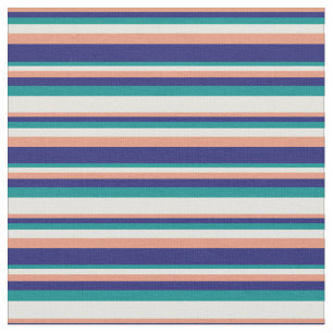 Dark Salmon, Blue, Dark Cyan & Light Yellow Fabric