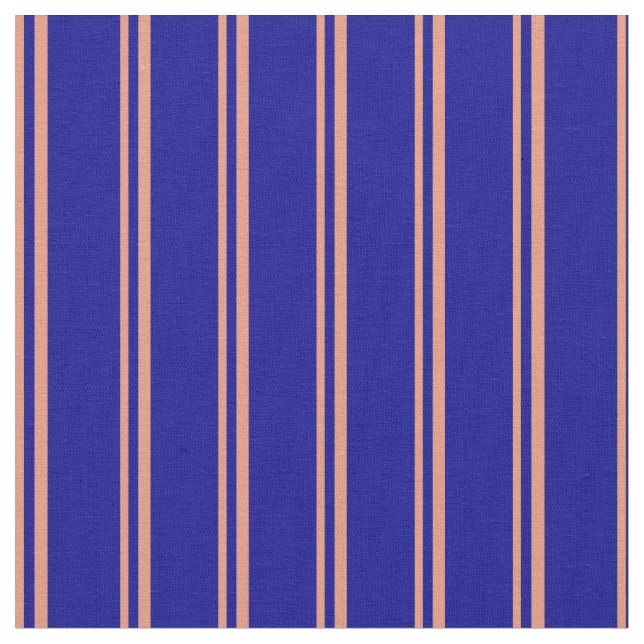 Dark Salmon & Dark Blue Lined/Striped Pattern Fabric (Close Up)