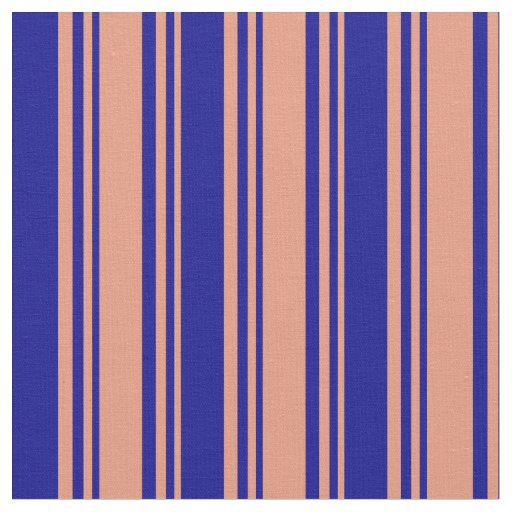 Dark Salmon & Dark Blue Lines/Stripes Pattern Fabric