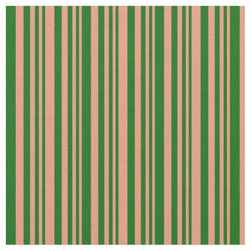 Dark Salmon & Dark Green Stripes/Lines Pattern Fabric