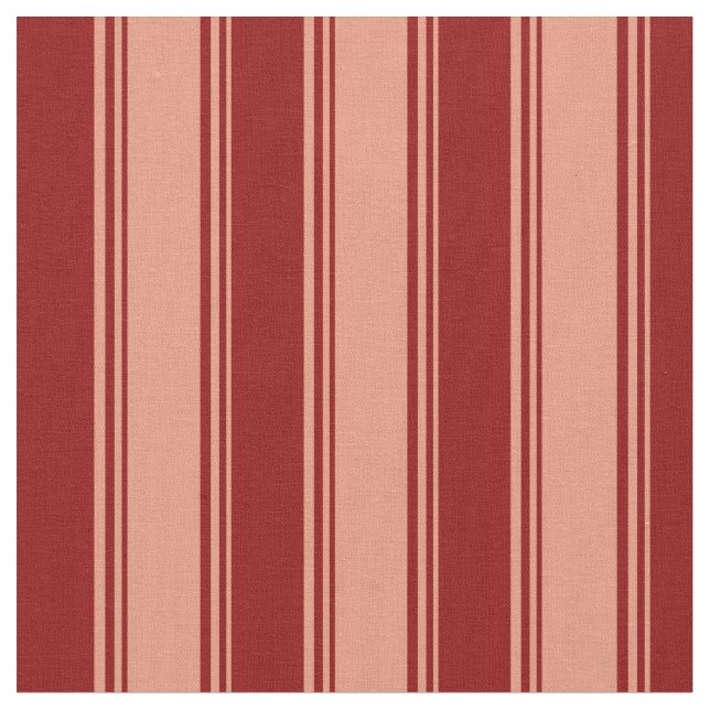 Dark Salmon & Dark Red Lined Pattern Fabric (Close Up)