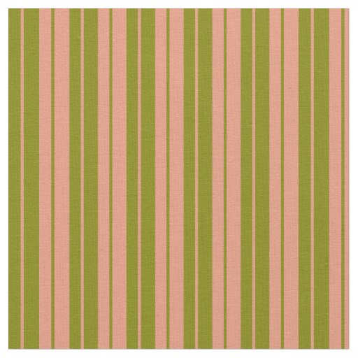 Dark Salmon & Green Lined/Striped Pattern Fabric