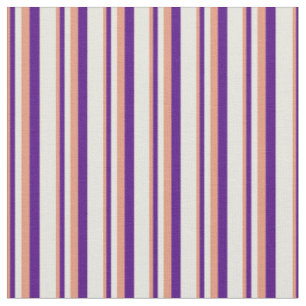 Dark Salmon, Indigo, and Beige Colored Lines Fabric