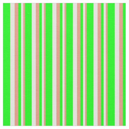 Dark Salmon, Light Yellow, and Lime Stripes Fabric
