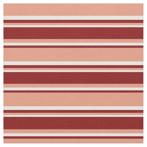 Dark Salmon, Maroon & Mint Cream Lines Fabric
