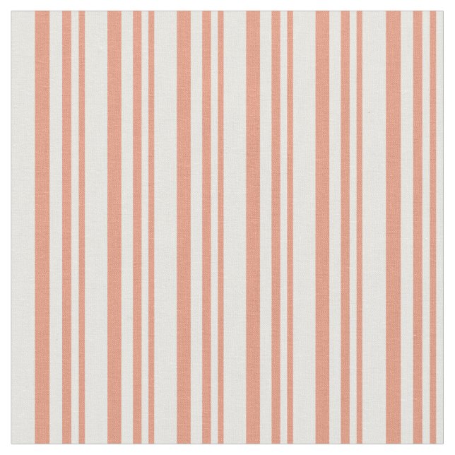 Dark Salmon & Mint Cream Stripes Pattern Fabric (Close Up)