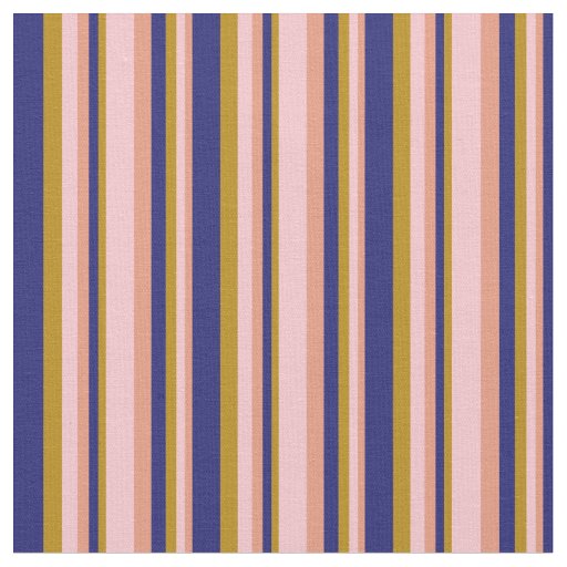 Dark Salmon, Pink, Dark Goldenrod & Midnight Blue Fabric
