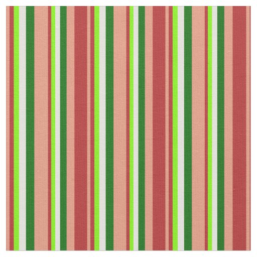Dark Salmon, Red, Green, Light Yellow & Dark Green Fabric