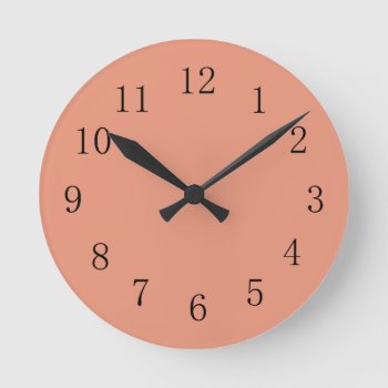 Dark Salmon Round (medium) Wall Clock by Red_Clocks at Zazzle