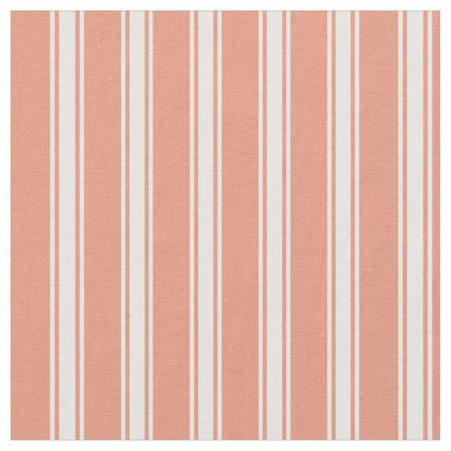 Dark Salmon & White Colored Lines Pattern Fabric (Close Up)