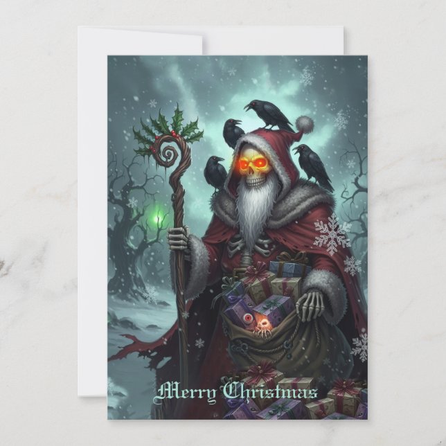 Dark Santa of Shadows – Gothic Christmas Skeleton  Holiday Card (Front)