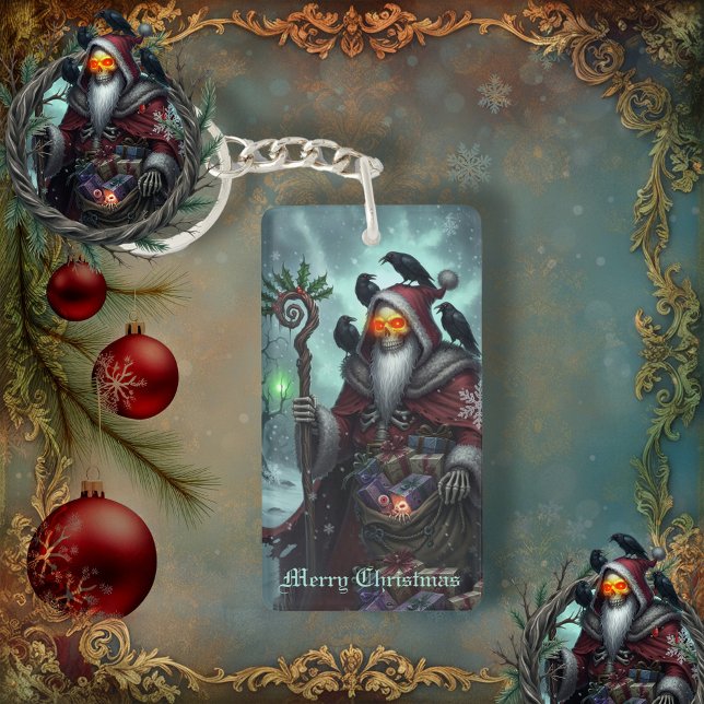 Dark Santa of Shadows – Gothic Christmas Skeleton  Keychain (Creator Uploaded)
