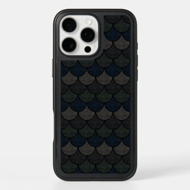 Dark Scalloped Dragon Scale Pattern Otterbox iPhone Case (Back)