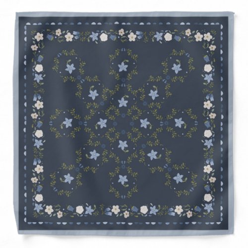Dark Scandinavian Folk Floral Bandana