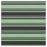 [ Thumbnail: Dark Sea Green and Black Colored Lined Pattern Fabric ]