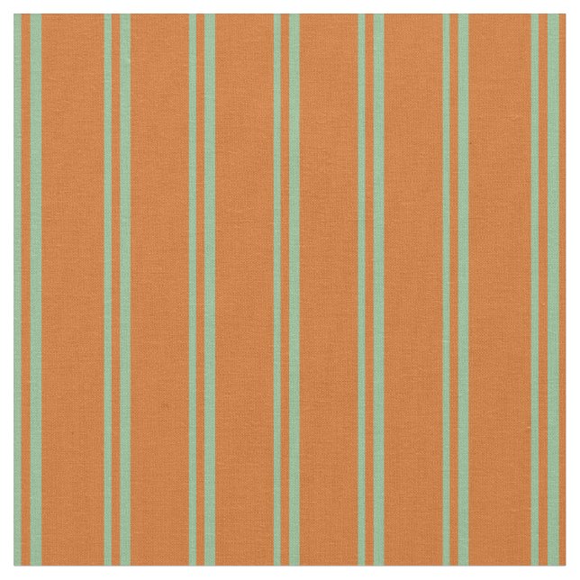 Dark Sea Green and Chocolate Stripes Fabric (Close Up)