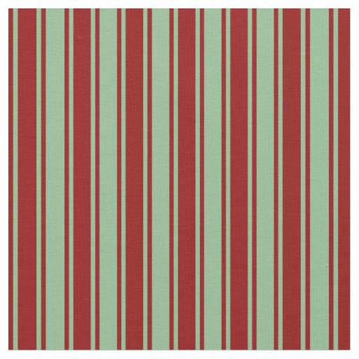 Dark Sea Green and Dark Red Stripes Fabric