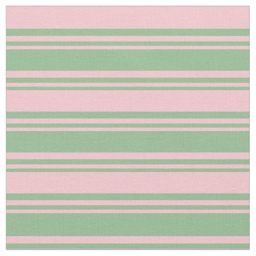 Dark Sea Green and Pink Colored Stripes Fabric