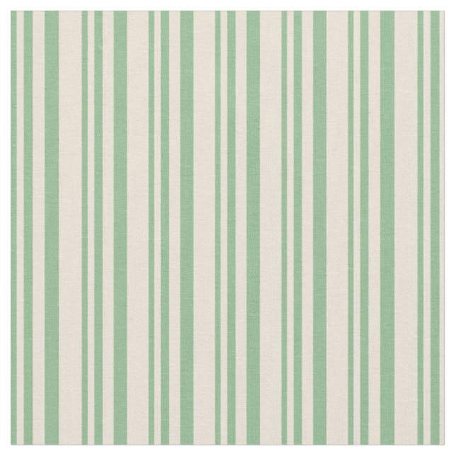 Dark Sea Green & Bisque Striped Pattern Fabric (Close Up)