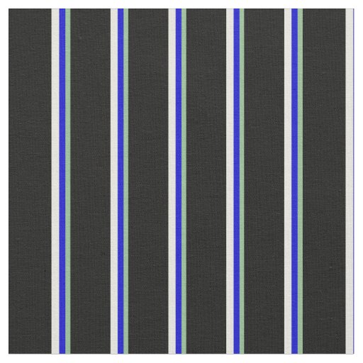 Dark Sea Green, Blue, Beige, and Black Lines Fabric