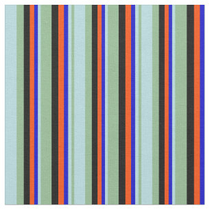 Dark Sea Green, Powder Blue, Blue, Red & Black Fabric