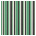 [ Thumbnail: Dark Sea Green, Sea Green, Beige & Black Lines Fabric ]