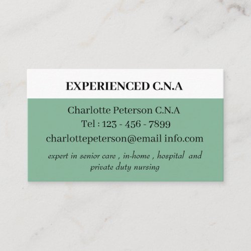 Dark Sea Green Simple CNA Business Card