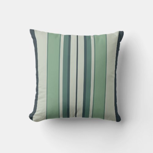 Dark Sea Green Stripes 2 Throw Pillow