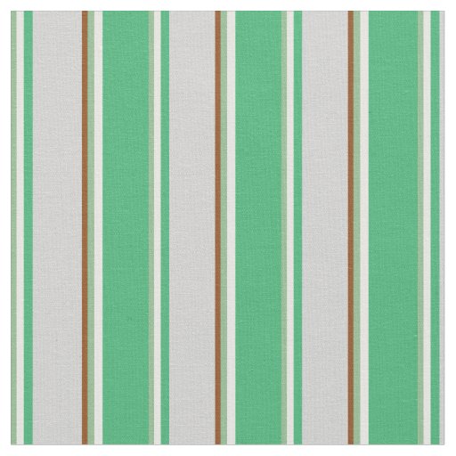 Dark Sea Green, White, Sea Green, Grey & Brown Fabric