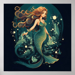 Dark Sea Mermaid Poster