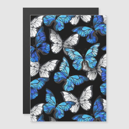 Dark Seamless Pattern with Blue Butterflies Morpho (Front/Back)