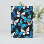 Dark Seamless Pattern with Blue Butterflies Morpho (Standing Front)
