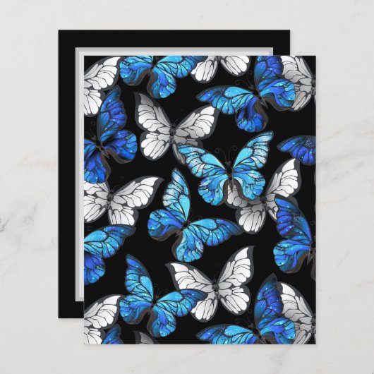 Dark Seamless Pattern with Blue Butterflies Morpho (Front/Back)