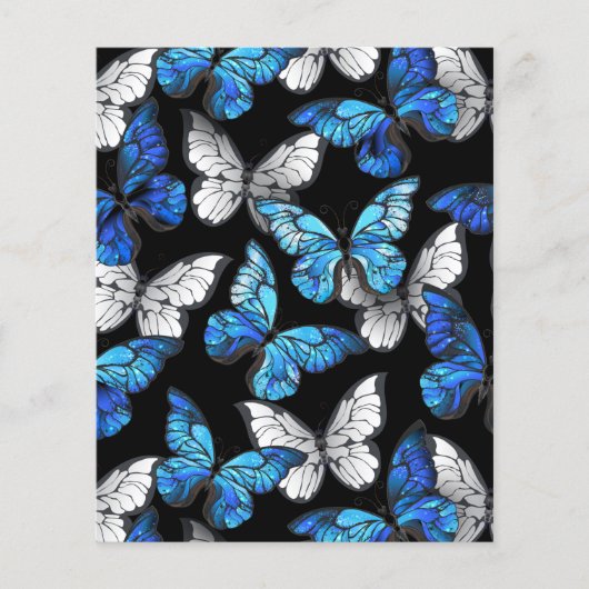 Dark Seamless Pattern with Blue Butterflies Morpho (Front)