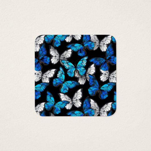 Dark Seamless Pattern with Blue Butterflies Morpho (Front)