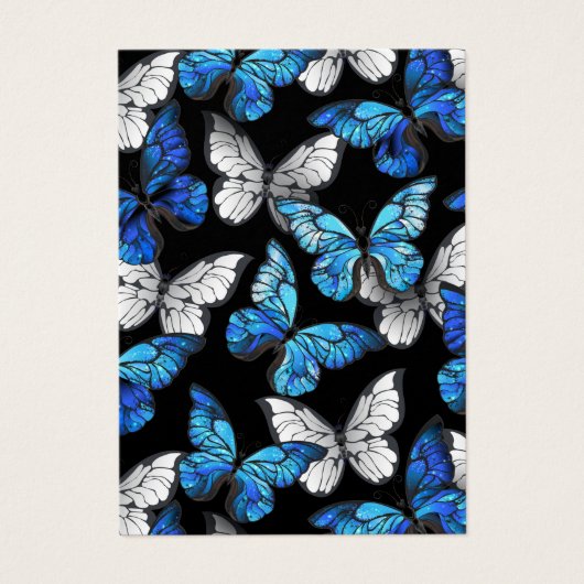 Dark Seamless Pattern with Blue Butterflies Morpho (Front)
