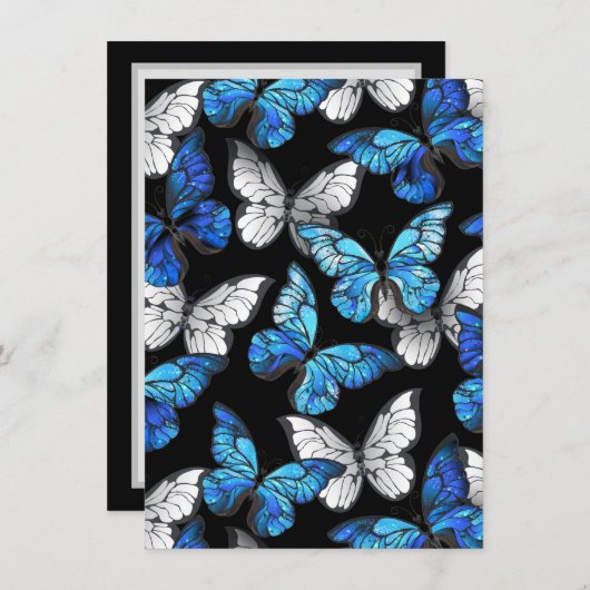 Dark Seamless Pattern with Blue Butterflies Morpho (Front/Back)