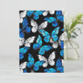 Dark Seamless Pattern with Blue Butterflies Morpho (Standing Front)
