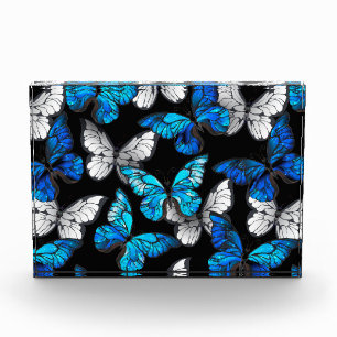 Dark Seamless Pattern with Blue Butterflies Morpho Acrylic Award
